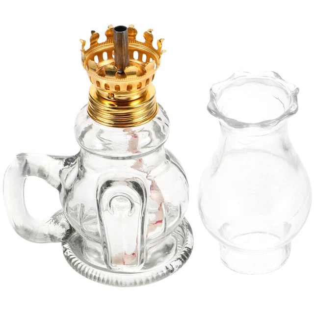 Lampe à Kérosène Vintage En Verre - Hauteur 17,7 Cm - Mèche Coton Réglable - Pour Décoration, Camping, Ambiance - Nécessite Du Kérosène (non Fourni)