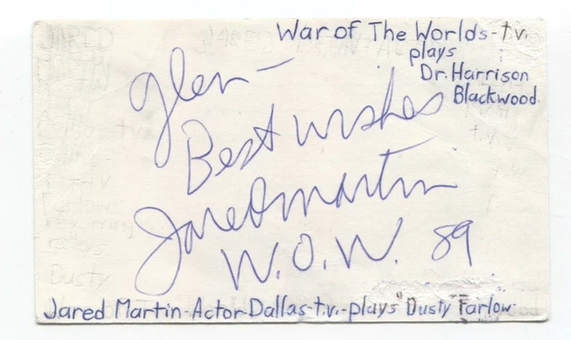 Jared Martin Signed 3x5 Index Card Autographed Signature Actor Dallas