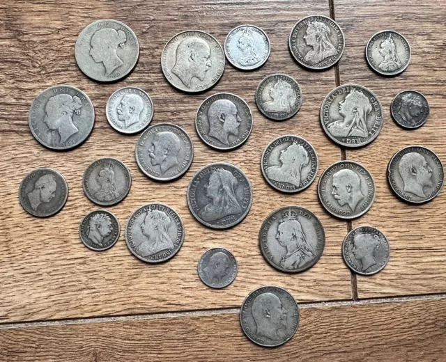 GB Lots Of Silver Coins Pre 1920 Scrap Or Collect 220 Grams