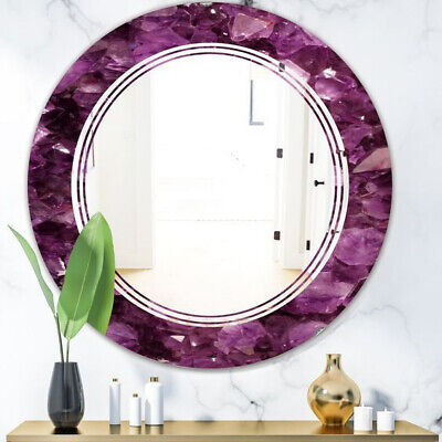 Marco de espejo redondo de ágata rosa de 18""x18"", marco de decoración de baño, marco de lujo de ágata