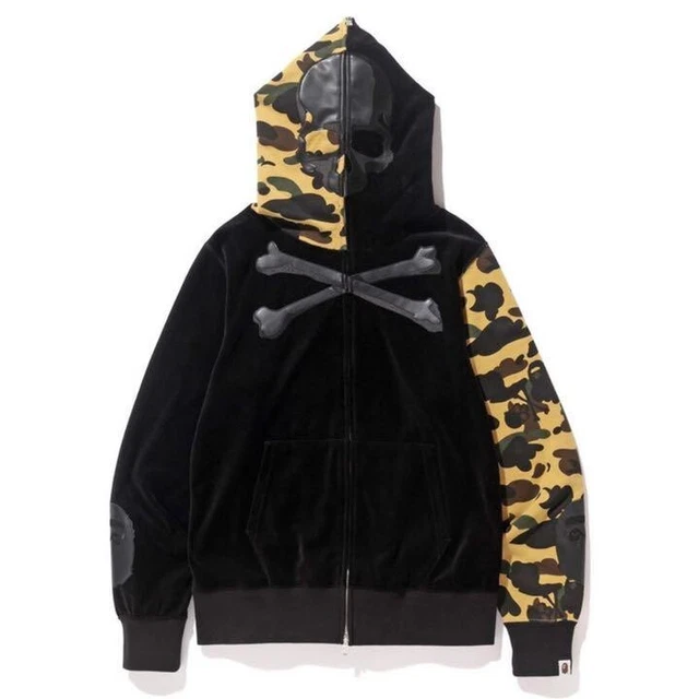 A Bathing Ape x mastermind Japan VELVET FULL ZIP HOODIE Size M New