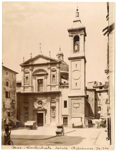 France, Nice, cathédrale Sainte Réparate Vintage albumen print, Tirage album