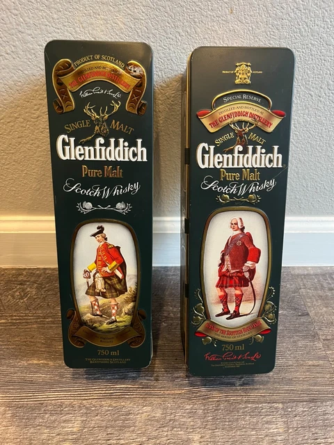 Glenfiddich Pure Malt Scotch Whiskey Metal Tins - Kennedy & Stewart - Awesome!