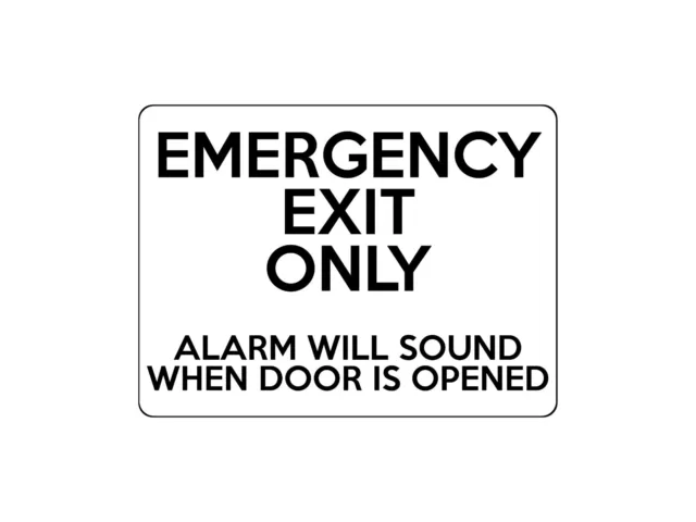 1666 EMERGENCY EXIT ONLY ALARM WILL SOUND Metal Aluminium Plaque Sign Door