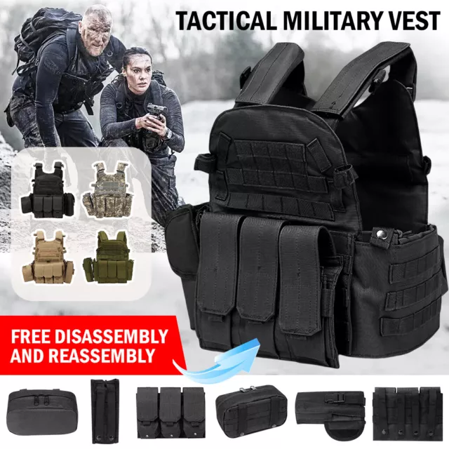 Molle Tactical Military Vest Combat Plate Carrier Fishing Hunting Paintball SWAT