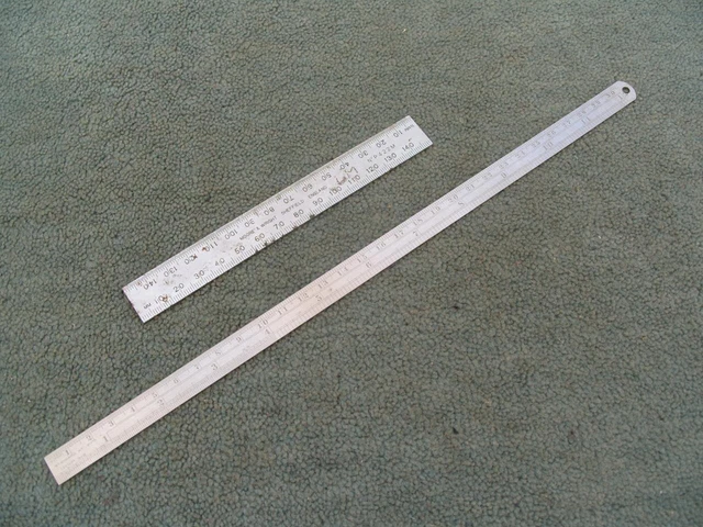 15cm Moore &Wright rule, plus 12" Rabone Chesterman steel rule. 15cm Moore &Wright rule, plus 12" Rabone Chesterman steel rule.