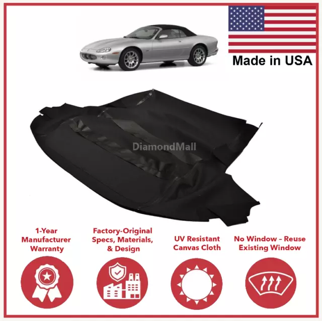 Fits Jaguar XK8 / XKR Convertible Soft Top HAARTZ Black German Canvas