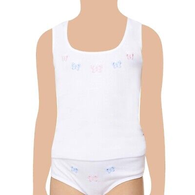 3 Pack Girls Singlet 100% COTTON Kids Quality Ribbed Vests Underwear