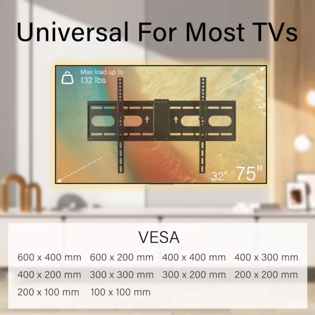 TV Wall Bracket 32-75 Inch Flat Panel Tilt TV Mount Full Motion LCD LED New 3