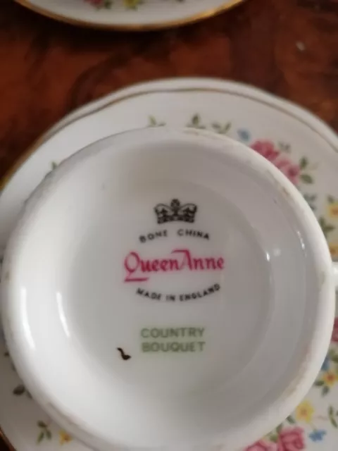 Queen Anne - Country bouquet -  Fine Bone China Four  Trios 2