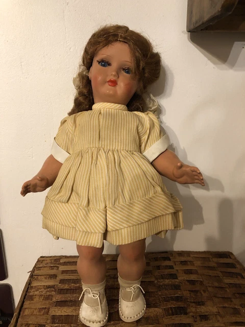 Superbe Poupée Ancienne Années 40 - Genre Bella ? - 48cm - Robe Organdi Bleue