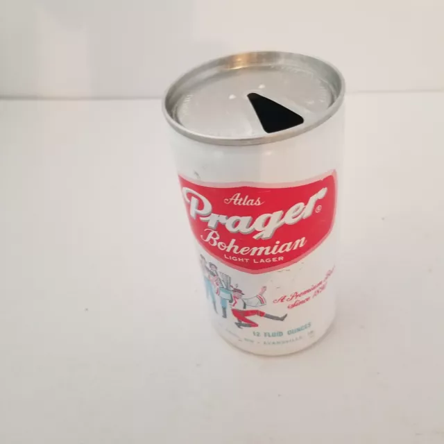 Vintage Prager Atlas Bohemian Light Lager Empty Beer Can, RARE, Look
