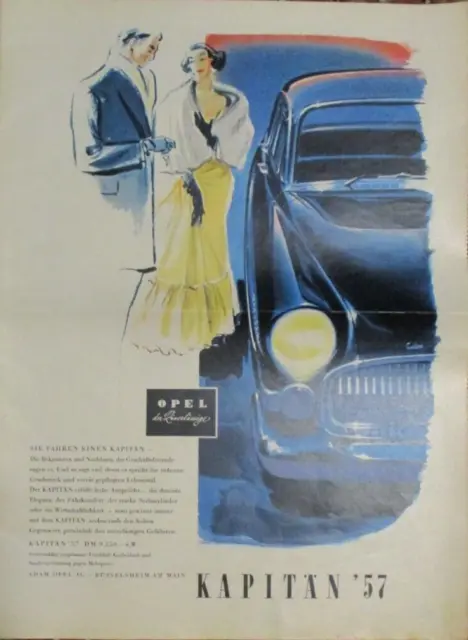 Vintage + Advert + 1957 + Opel + Kapitän + Kapitaen + Crank Roof + German +