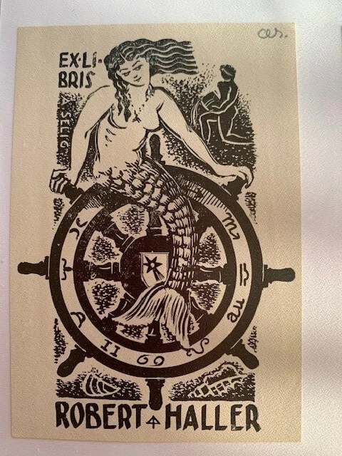 Alfred SELIG Ex-Libris for Robert HALLER, 120 x 83 mm, 20th, Black