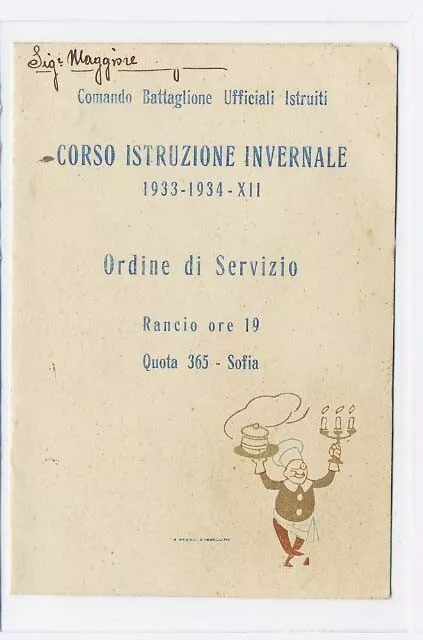 Avellino Ristorante Sofia Menu 1933 / 1934