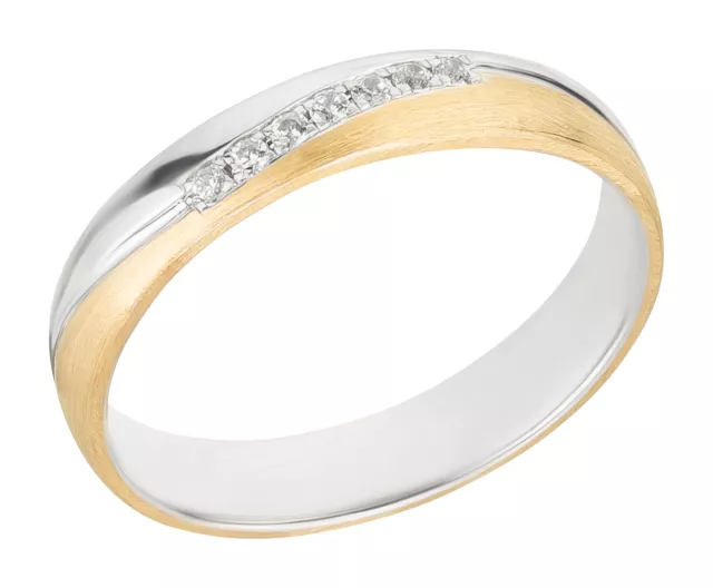 Anello da donna anello in oro 375 oro bicolore oro bianco zirconi anello di fidanzamento matrimonio 9k
