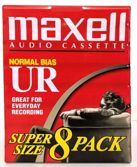 Maxell UR 60 Minutes 8 Pack Blank Recordable Audio Cassette Tapes - NEW & SEALED