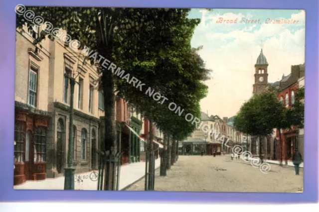 Nice Early 1909 Broad Street Leominster Herefordshire Vintage Postcard