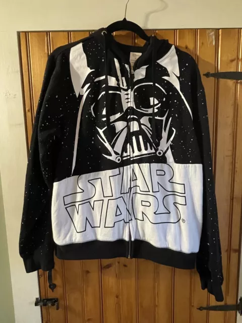 Star Wars Hoodie Medium Unisex Darth Vader Graphic Zip Up Stringed Disney Store