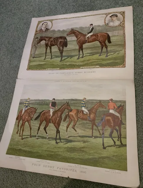 Orig 1890 The Illustrated London News Big 24”x16” Duke Of Portland Derby Winners