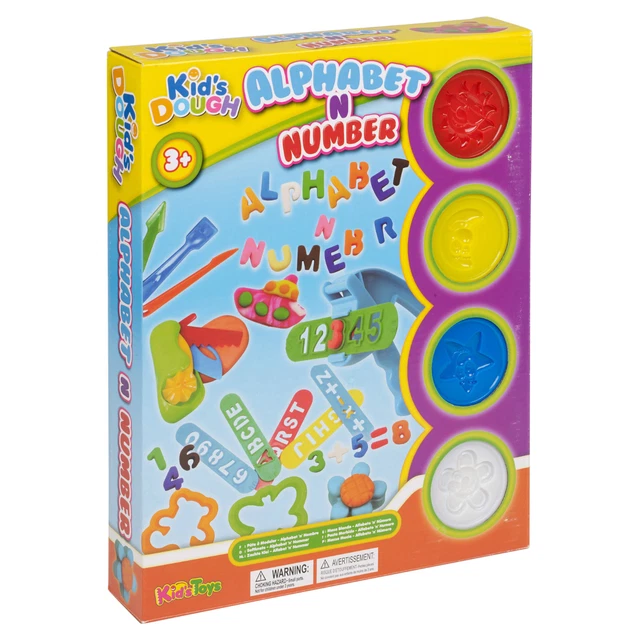 23PC CLAY KIDS Dough Tubs Alphabet ABC Number Press Cutter Shaper