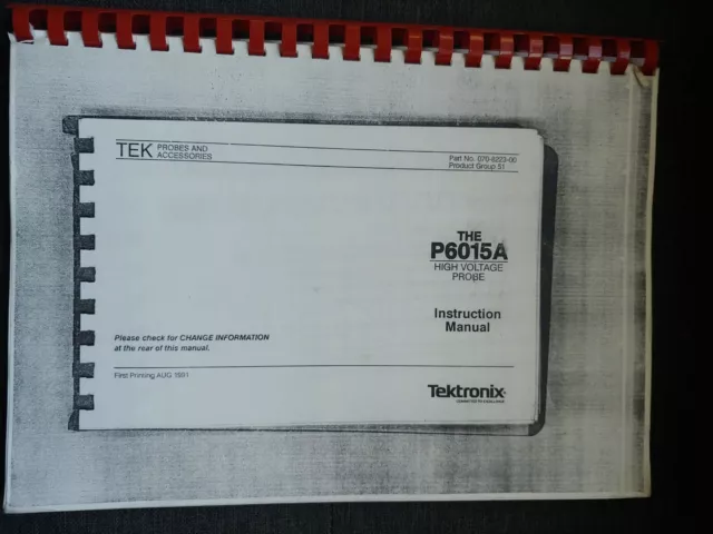 Tektronix P6015A High Voltage Probe Instruction Manual with Service Info - Tub 6