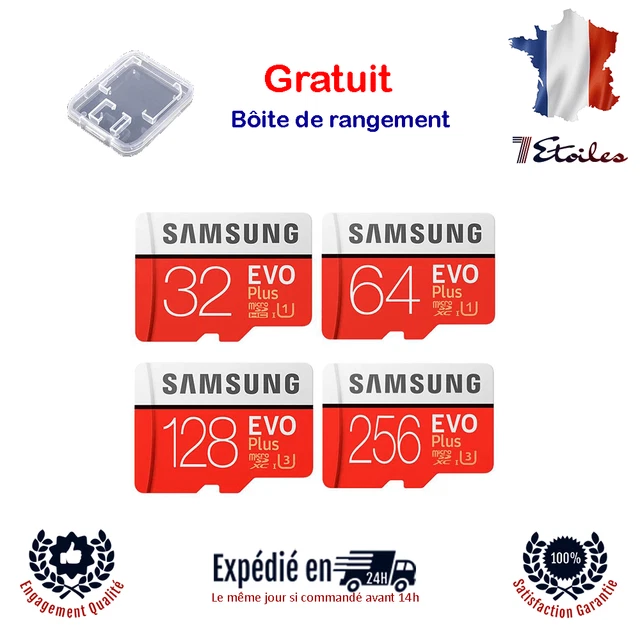 Carte Mémoire Micro SD SDHC SDXC Class 10 Samsung 32 64 128 256 GO GB EVO PLUS