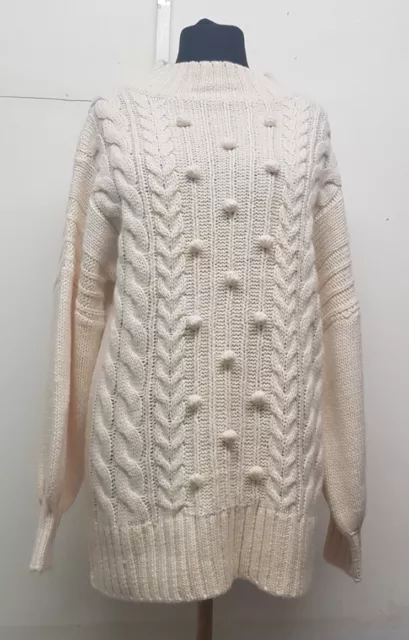 Somerset by Alice Temperley Textured Bobble Jumper Cream Size UK 12| REF U1#