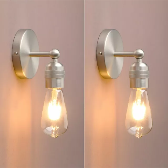 Pair Retro Vintage Industrial Wall Sconce Lights Bare Holder Fitting Wall Lamps