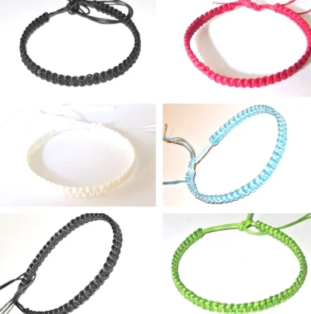 BRACELET BLACK COTTON CORD ROPE BRAIDED WRISTBAND ANKLET FRIENDSHIP mens womens