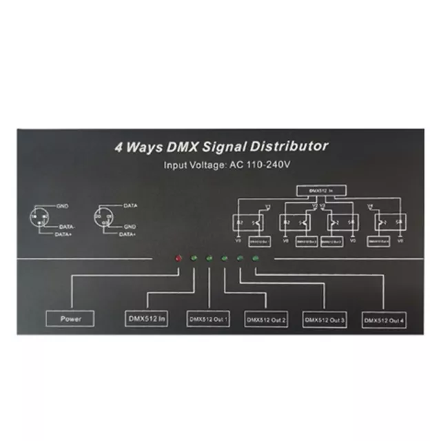 AC100V-240V Eingang DMX512 1 Bis 4 Hub DMX  Repeater Splitter 4 XLR-3 Ausga1026