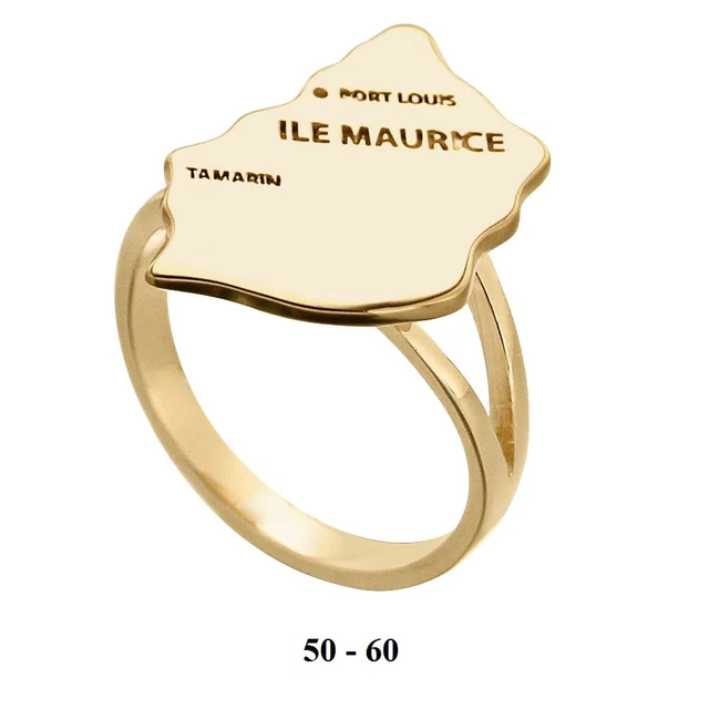 Bague Dolly-Bijoux Taille 54 - Carte De L'île De La Réunion Découpée Laser, Plaqué Or 18K