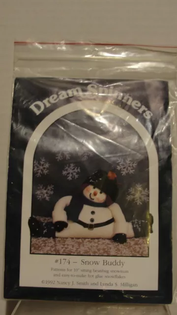 Dream Spinners 1992 ""Snow Buddy"" bolsa de frijoles patrón artesanal de muñeco de nieve 2