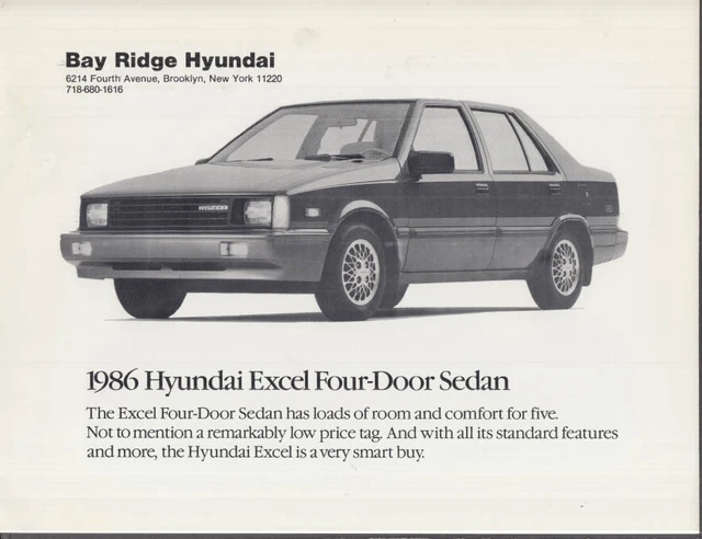 1986 Hyundai Excel Four-Door Sedan sell card Bay Ridge Brooklyn NY