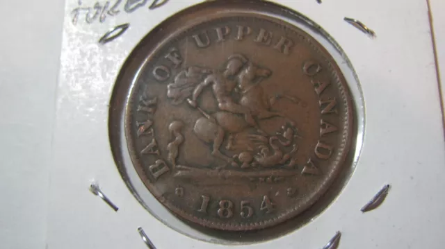 1854 Bank of Upper Canada half penny token-large copper token