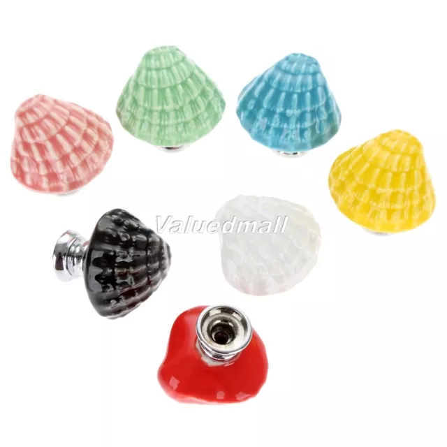 Stylist Ceramic Shell Design Kids Room Wardrobe Cabinet Door Handles Knobs Pull