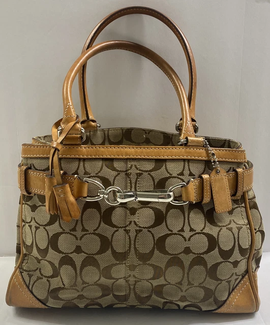 Coach Hampton Purse Signature Logo Medium Satchel Tote Bag NO# E05J-8K06 brown