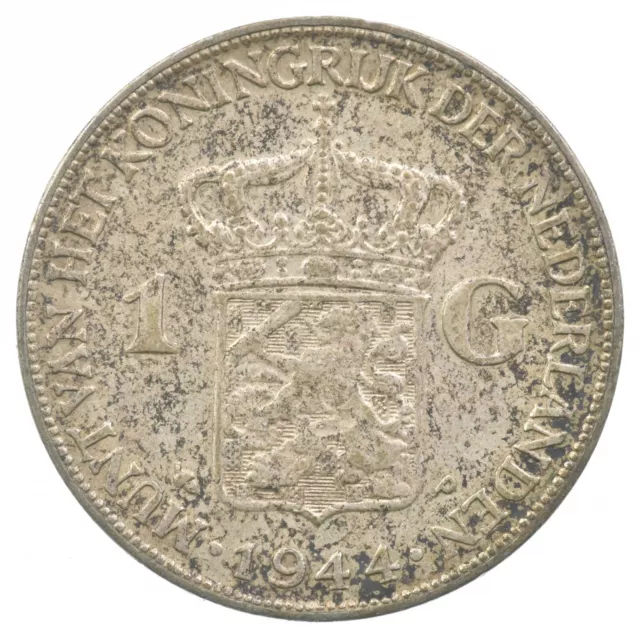 SILVER - WORLD Coin - 1944 Netherlands 1 Gulden - World Silver Coin *527