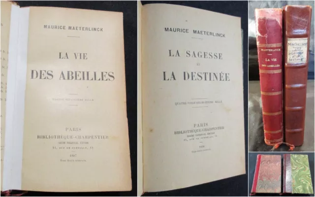 Lot de 2 Livres: M. MAETERLINCK. La Vie des Abeilles, La Sagesse et La Destinée.