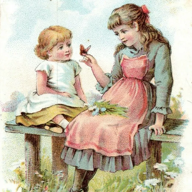 c.1880 Neuschwander Studer Sewing Machine Ad Trade Card Malinta Ohio Butterfly