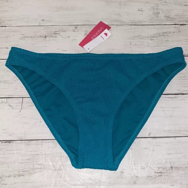 Xhilaration Bikini Bottom Womens Large Green Teal Textured Cheeky Swim NEW L