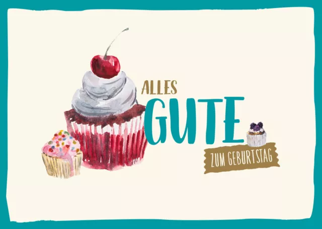 Postkarte Cupcake Spruch Alles Gute zum Geburtstag
