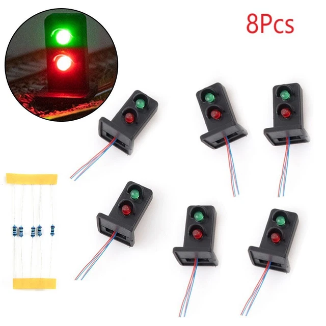 Panneaux Signalisation Ferroviaire HO/OO - Lot De 5 - LED Rouge/Vert - 12V - Pour Maquettes