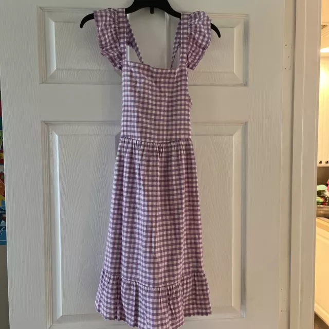 New With Tags Cat & Jack Purple & White Gingham Sundress Size XL 14-16