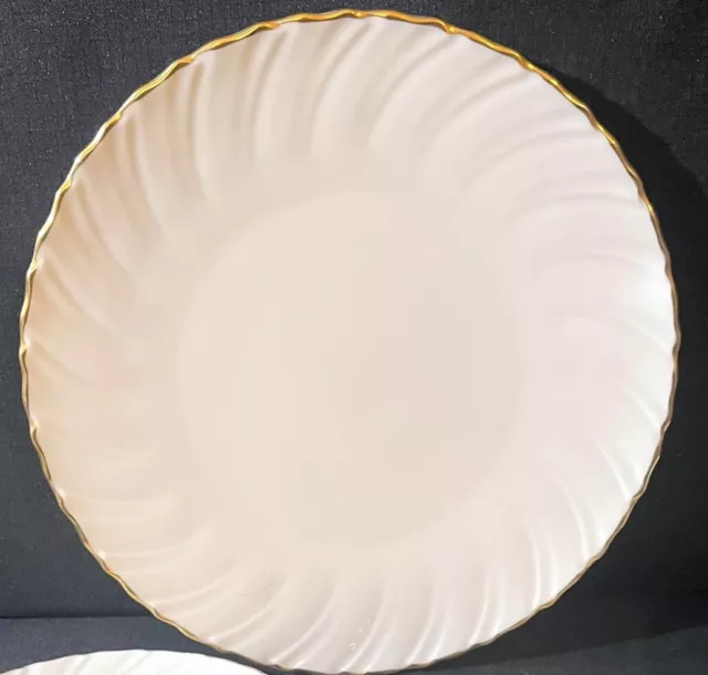 SET OF 3 ~ Lenox Special ~ Laurent ~ Gold Rim Swirl Edge Dinner Plate 10 3/8"