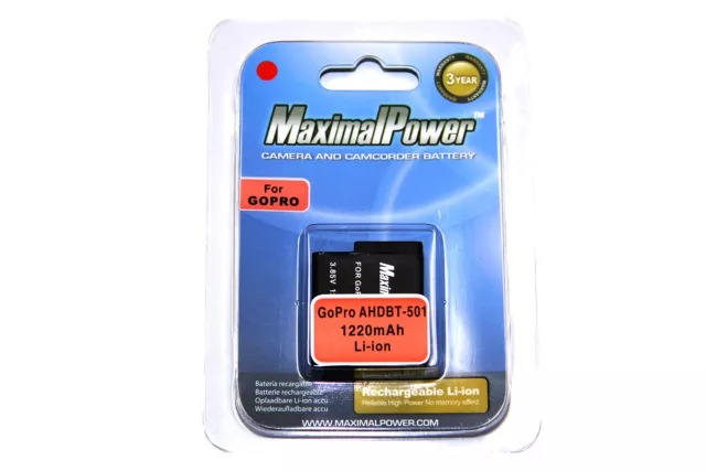 MaximalPower Akku für GoPro Hero 5 schwarz AHDBT501- AHDBT-501 1220mAh 3,85 V 2