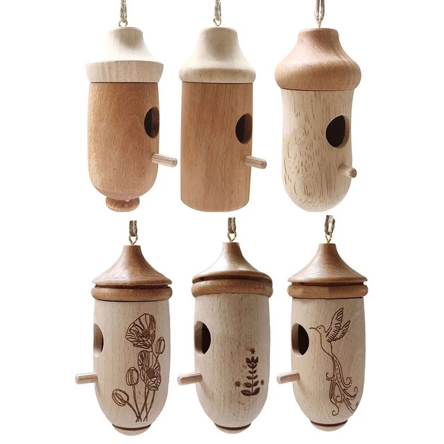 Outside Hummingbird Nest Bird House 1/3PCS Beech Wood DIY Handmade Hanging House
