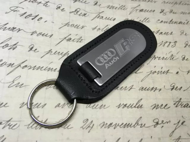 Audi Rs Black Leather Key Ring Fob Etched Tt A1 2 3 4 5 6 7 8 Q 2 3 5 7