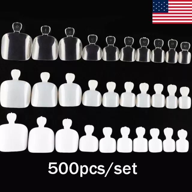 500 Piezas Cuadrado Cubierta Completa Uñas Artísticas Manicura Puntas ⌒