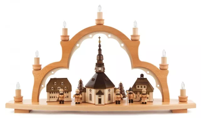 Schwibbogen Seiffener Dorf mit Figuren el.beleuchtet 66,5x39x15 NEU Lichterbogen